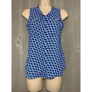 Banana Republic Blue & White Print Tank Blouse XXS